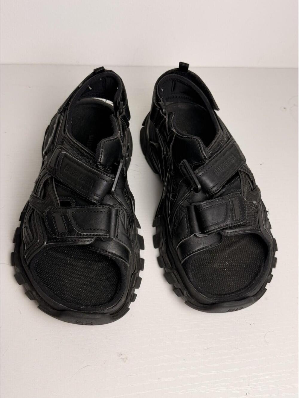 Balenciaga Track Sandals Triple Black Men's Size 8 - Picture 2 of 6